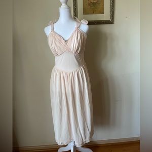 Vintage 50s WILTON PINK NYLON LACE dress Built In BRA M A/B Cup